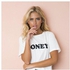 HONEY Polo Round Neck T Shirt For Female/women/girls--white