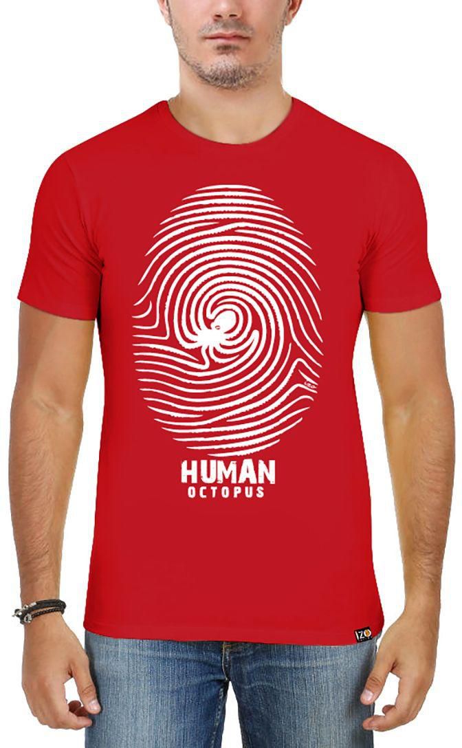 IZO Human OctopusT-Shirt For Men-Red, Medium