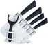 Royalty Line Switzerland 5 Pcs Ceramic Coated Knife Set With Stand -Black-