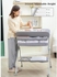 AM ANNA Baby Changing Table,Folding Mobile Nursery Organizer, Changing Station for Infan w/Storage Rack & Shelf, Nursery Diaper Organizer Table for Newborn, Adjustable Height, Safety Belt, Grey