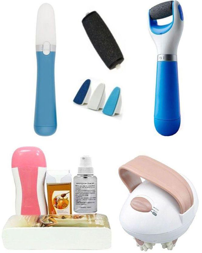 As Seen on TV Electronic Nail Care System + Velvet Smooth Pedicure Roll + Quick & Easy Wax Hair Removal Set + Benicer And Massager - 12 W