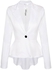 Meaneor Long Sleeve Crop Frill Shift Slim Fit Peplum Blazer Coat-White