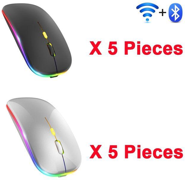 10Pcs Wireless Mouse RGB Rechargeable Bluetooth