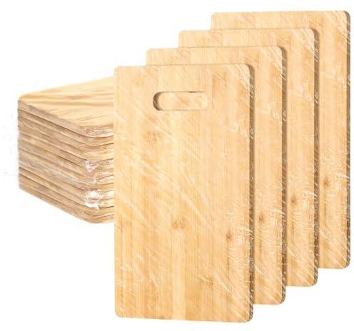 Gerrii 12 Packs Wooden Cutting Boards Set with Handles Engraving Blanks Kitchen Serving Platter Bulk for Vegetables Meat Pizza Cheese (14 x 11 Inch,Bamboo Wood)