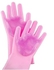 Generic 1 Pair Magic Silicone Rubber Dish Washing Gloves Eco-Friendly Scrubber Cleaning For Multipurpose Pink