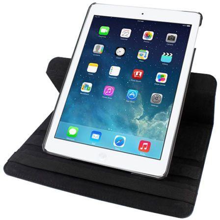 LEATHER 360 DEGREE ROTATING CASE COVER STAND FOR APPLE iPAD AIR iPAD 5 BLACK