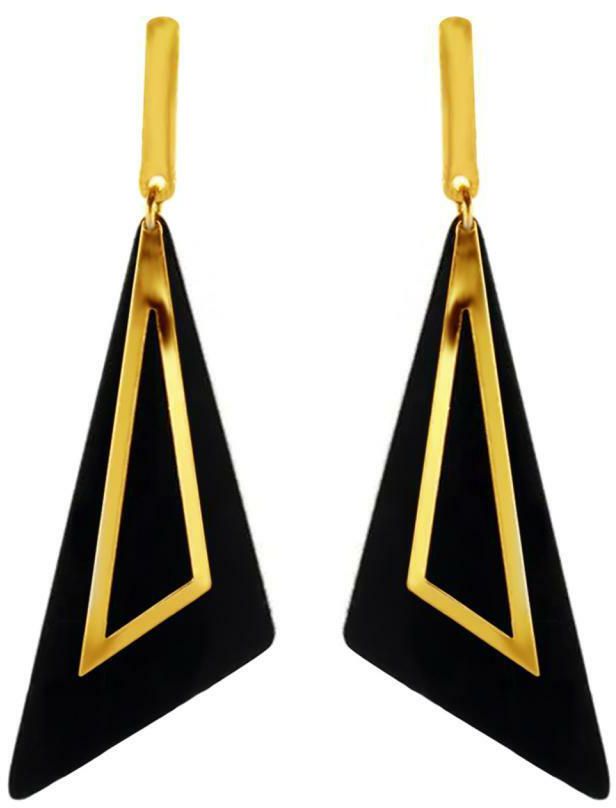 Aiwanto Hanging Earring Beautiful Gold Earring Western Wear Earring Black Design(Gold)