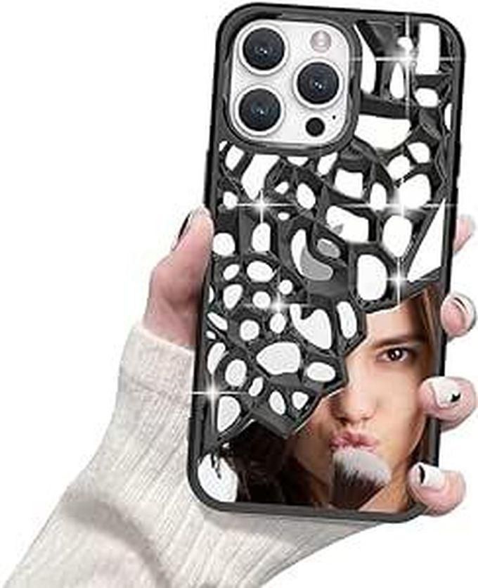 Compatible with iPhone 12 Pro Max Case Glitter Mirror Case Anti-Scratch Shockproof Slim Flexible Bumper Cover for Women Girls (6.1 Inch) 2019 - (Black)
