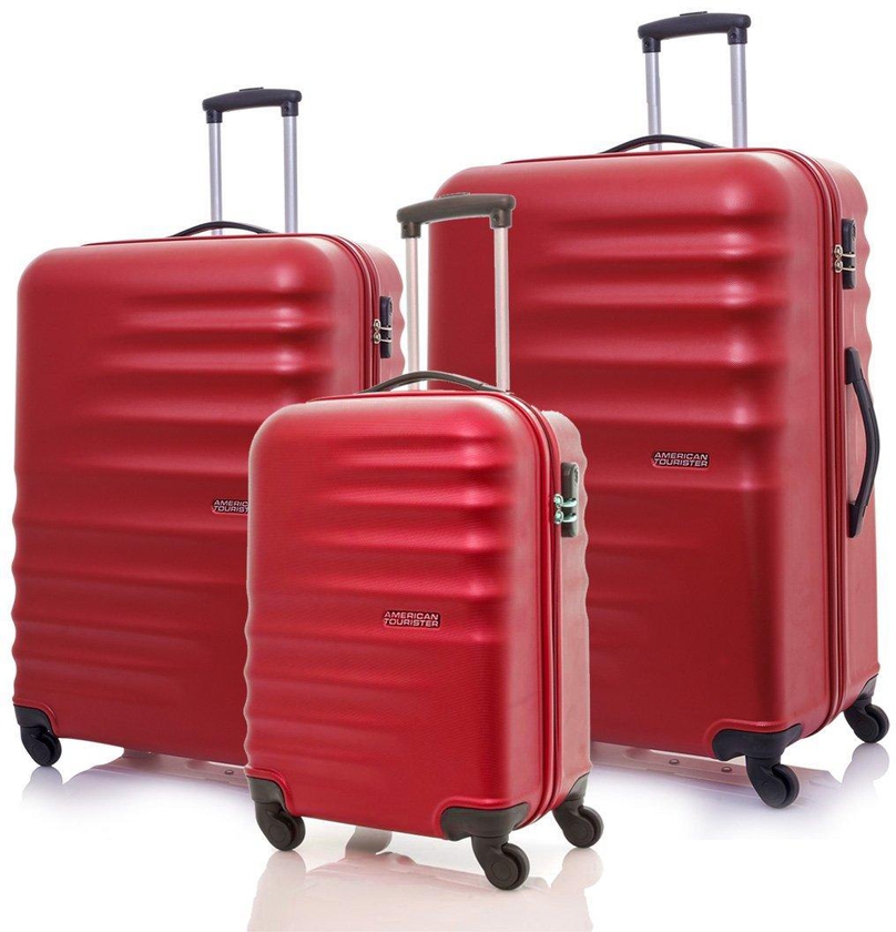 American Tourister Preston Set of 3Pc HS ABS Hard Luggage, 20/24/28 Inch, Red