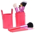 12Pcs Makeup Brush Set Cosmetic Tool Kit w/ PU Leather Holder Rouge Red
