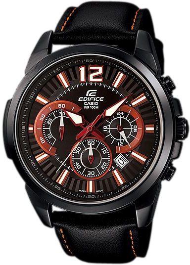 Casio Edifice Men's Black Dial Leather Band Chronograph Watch [efr-535BL-1A4]