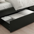 Bed frame, high, w 4 storage boxes, black-brown/Leirsund