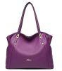 Cluci Leather Hand Bag Designer Tote Satchel Shoulder Bag Purse for Women Purple