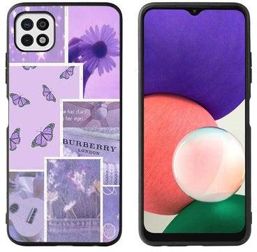 TPU Protection and Hybrid Rigid Clear Back Cover Case Flower Guitar & Butterfly in Collage for Samsung Galaxy A22 5G