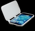 Leather Grain TPU Gel Flip Case Cover with HD Screen Protector for Samsung Galaxy S4 i9500 / i9505 - White
