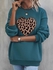 SHEIN Leopard Heart Print Drop Shoulder Sweatshirt