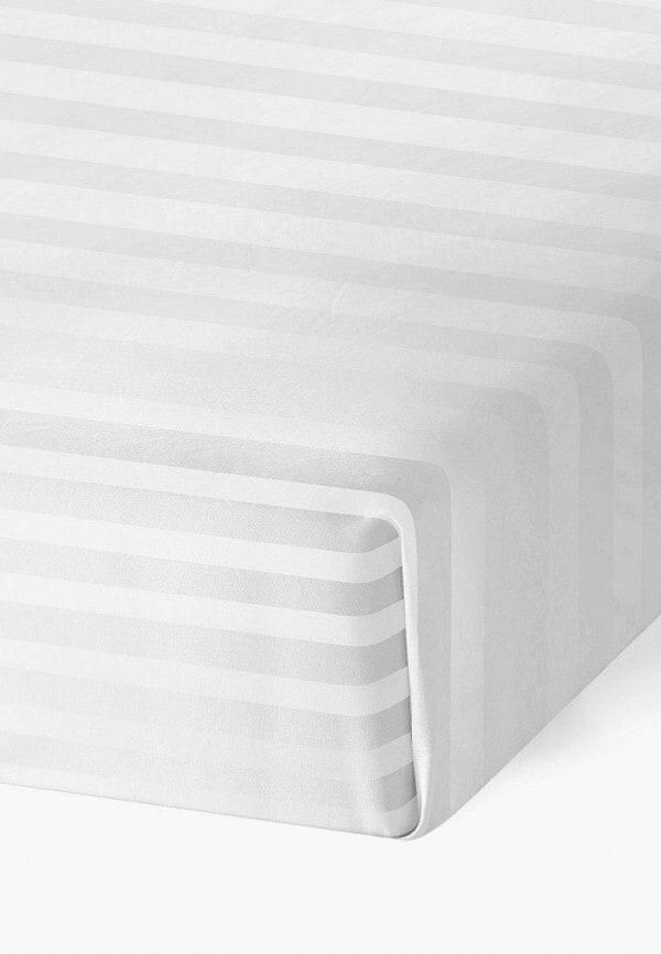 Hotel Linen Klub King Fitted Sheet 1pc, 100% Cotton 250Tc Sateen 1 Inch Stripe, Size: 200x200+30cm, White