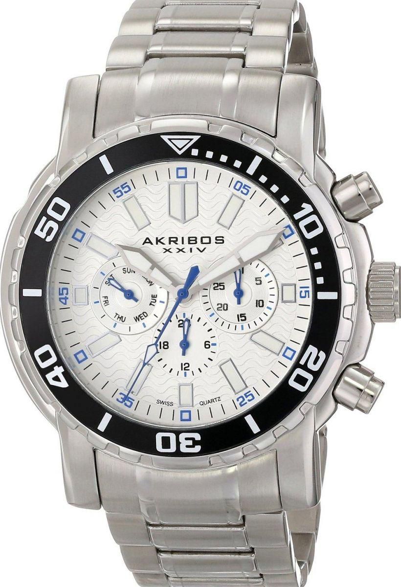 Akribos XXIV Grandiose Men's White Dial Stainless Steel Band Watch - AK675WT