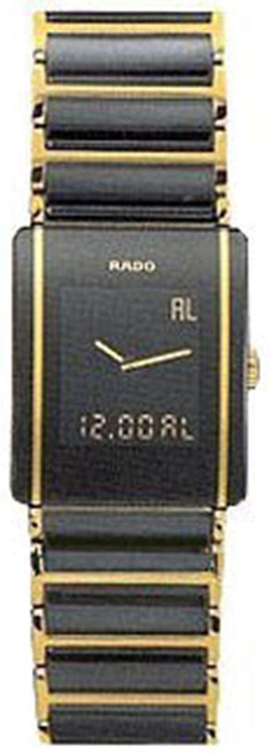 Rado Unisex Integral Black Dial Ceramic Yellow Gold IP Stainless Quartz Digital Watch