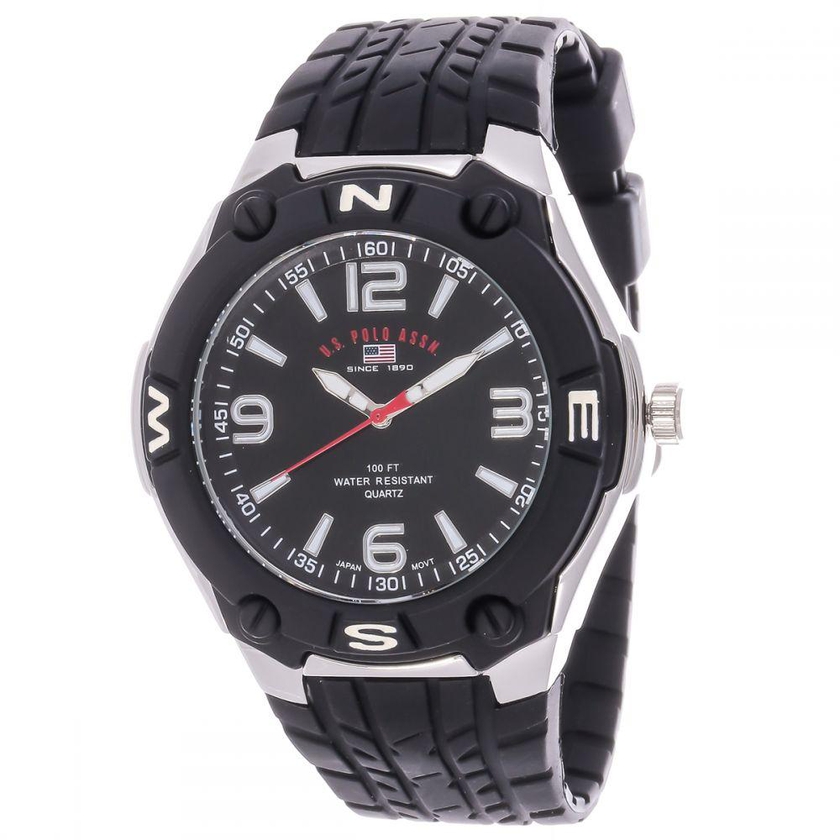 U.S. Polo Assn. Sport For Men Black Dial Silicone Band Watch - US9093