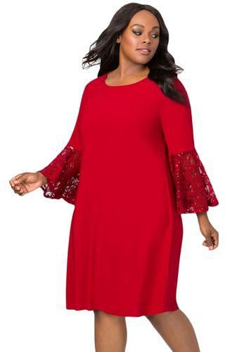 L - 5XL Sequin Lace Bell Sleeve Plus Size Mini Dress price from jumia in  Nigeria - Yaoota!