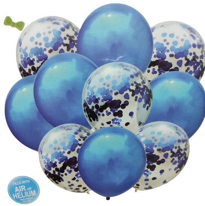 Festive Color Collection Of 10 Sequin Balloons - Blue