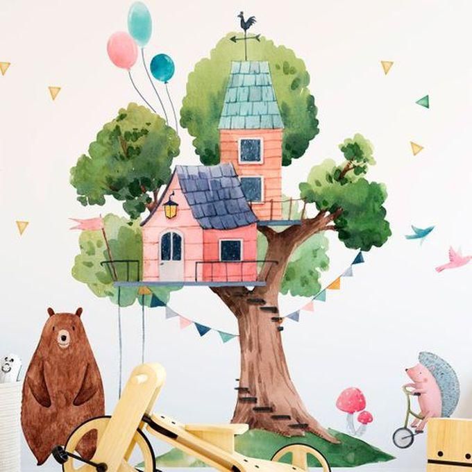 Wall Sticker Giant Tree And The Hut Of Happiness