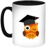 Graduation Owl Printed Coffee Mug White/Black/Orange 11ounce