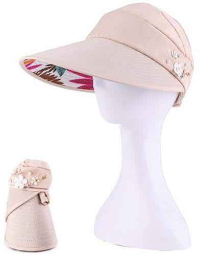 Fashion Women Summer Hat Outdoor Foldable - Beige