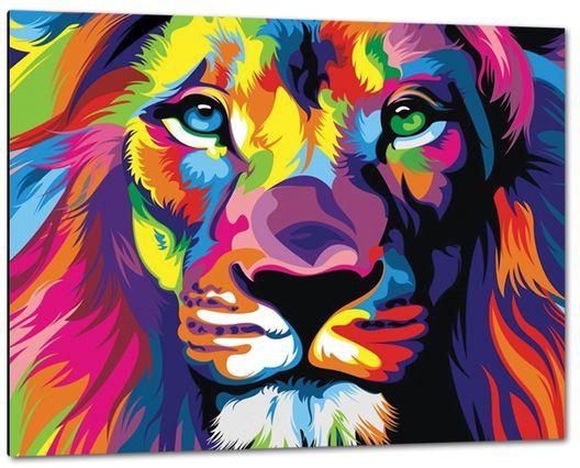 kazafakra Colorful Lion Modern Tableau - 50x40 cm