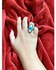 Ring Blue Eye For Women With Eye Stone In Silver Plated And Neikal