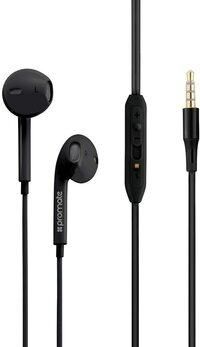 Promate Earphones, In-Ear 3.5mm Universal Crystal Sound And Noise Isolating Earbuds With In-Line Remote Volume Control And Built-In Mic For Smartphones, Pc, Tablets, Laptops, Gearpod-Is2 Black