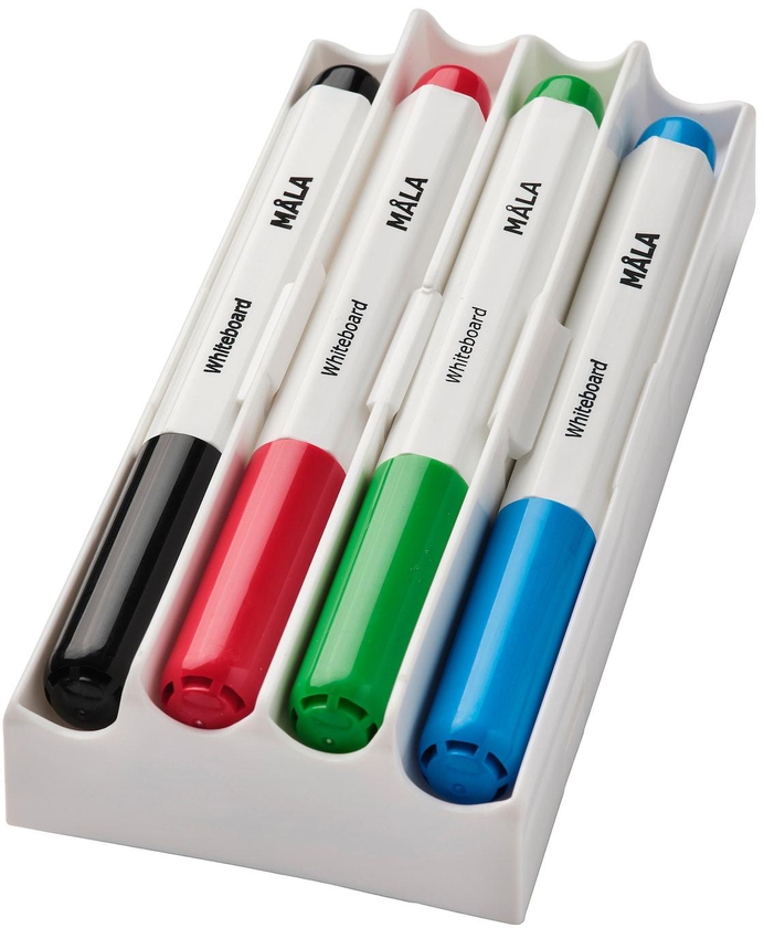 MÅLA Whiteboard pen with holder/eraser - mixed colours