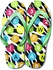P&W New York Women's Casual Green Rubber Flip flops Slippers, Colorful Zebra Print 8 M US