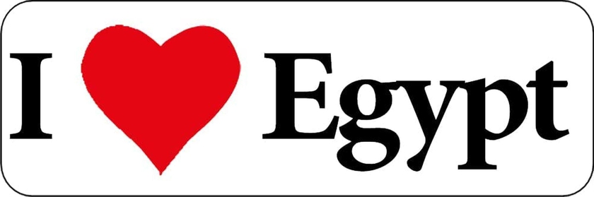 Sticker I Love Egypt Size18CMX 5CM 3 UNITS ستيكر انا بحب مصرابيض مستطيل3 قطع PRINTED BY UP TO DATE EGYPT
