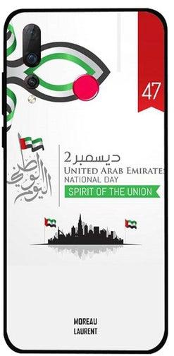غطاء حماية واقٍ لهاتف هواوي نوفا 4 عليه شعار اليوم الوطني للإمارات العربية المتحدة وعبارة "Spirit of The Union"