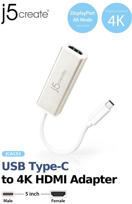 J5 Create USB Type-C to 4K HDMI Adapter (White)