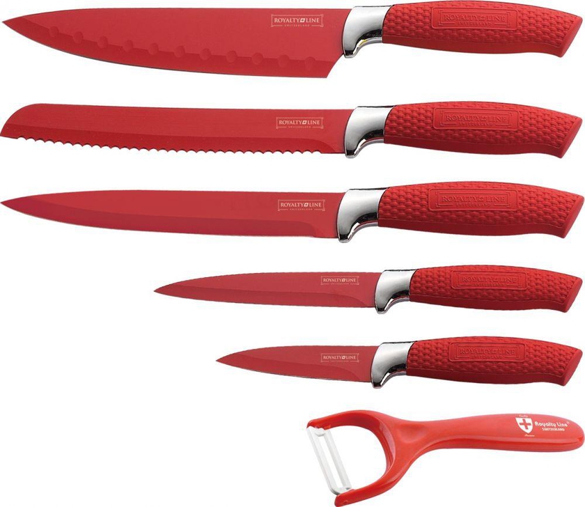 طقم سكاكين مع مقشرة من روليتي لاين rl-red5-w - أحمر، 5 قطع