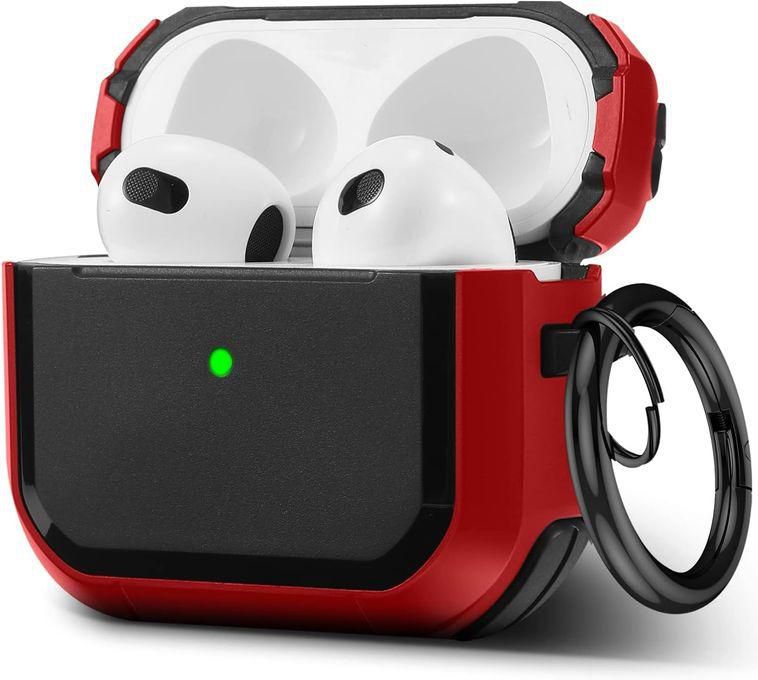 AirPods Pro 2 Case Cover With Keychain Rugged Armor - Black / Red
