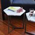 Hex Side Table, White Marble/Raw Steel