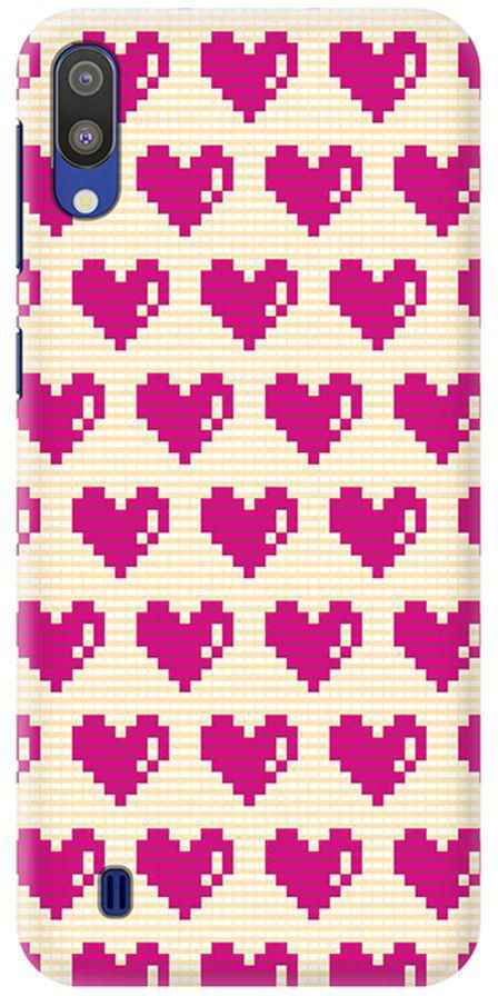 Matte Finish Slim Snap Basic Case Cover For Samsung Galaxy M10 Pixel Hearts