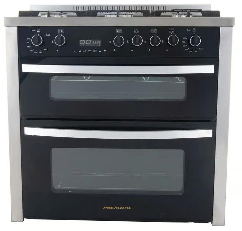 Get Premium PRM6090S1GC511IDSPDV Stainless Steel Gas Cooker, 5 Burners, Cast Iron Holders, Self-Ignition, Oven Lighting - Silver with best offers | Raneen.com