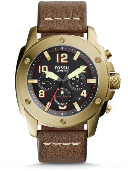 Fossil FS5065 Modern Machine Chronograph, Leather Strap Black/Gold Dial, Men's watch