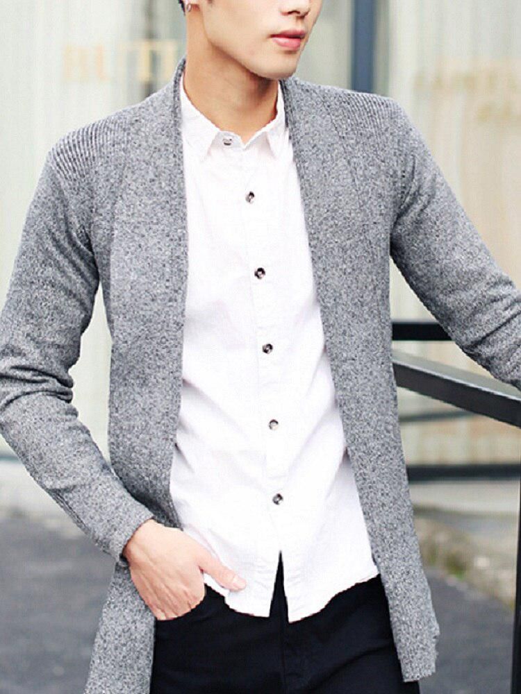 Simple Cardigan Slim Sweater Overcoat Men's V-Neck Casual Knitted Sweater