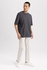 Defacto Man Oversize Fit Crew Neck Short Sleeve Knitted T-Shirt