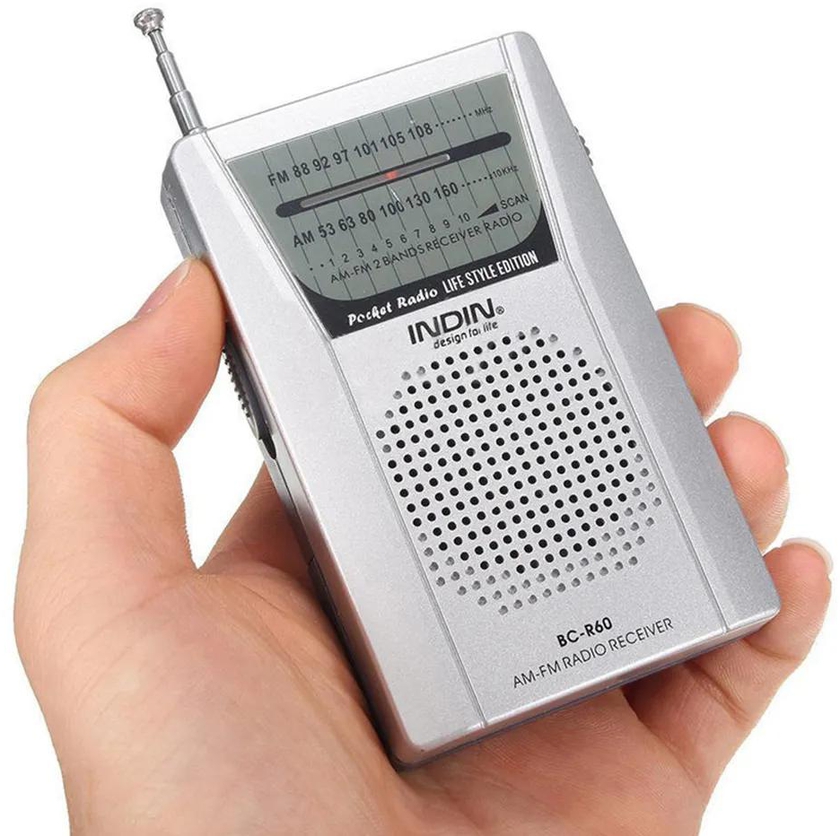 BC-R60 Pocket Radio Telescopic Antenna Mini AM/FM 2-Band Radio World Receiver with Speaker