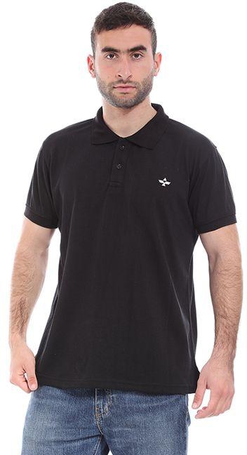 Short Sleeves Buttoned Pique Polo Shirt -BLACK