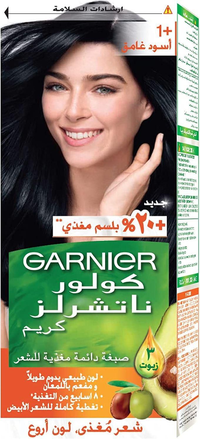 Garnier صبغة شعر كولور ناتشرالز كريم الدائمة - 1+ أسود غامق