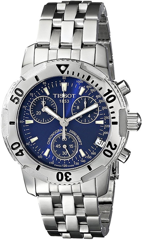 Tissot Men's T Sport Blue Dial Silver Stainless Steel Chronograph Watch