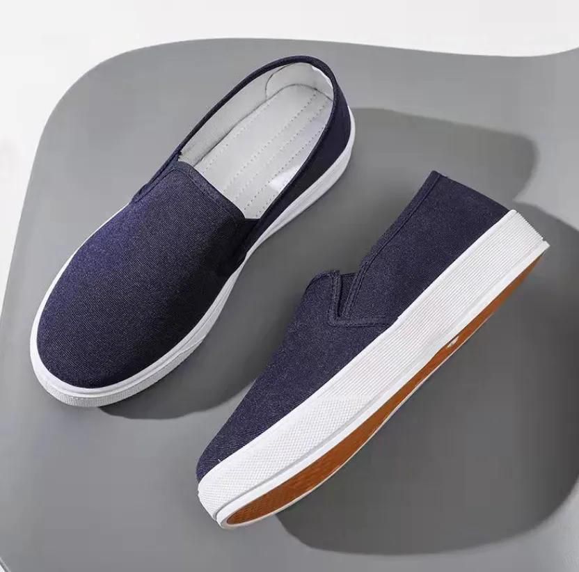 Women's Shoes Flats Canvas Shoes New solid color black work shoes women's cloth shoes flat casual shoes female students Korean style slip-on single shoes canvas shoes